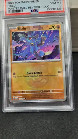 2025 RIOLU MASTER BALL REVERSE HOLO PRISMATIC EVOLUTIONS POKEMON PSA 10 #050 - Image 5