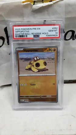 2025 HIPPOPOTAS MASTER BALL REVERSE HOLO PRISMATIC EVOLUTIONS POKEMON PSA 10 052 - Image 2