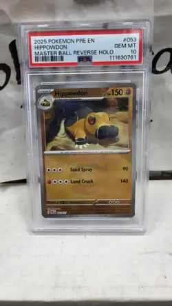 2025 HIPPOWDON MASTER BALL REVERSE HOLO PRISMATIC EVOLUTIONS POKEMON PSA 10 #053 - Image 2