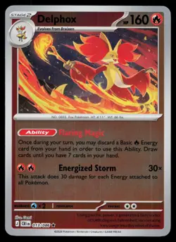 Delphox Rare Reverse Holo Chaos Rising ME04 013/086 Pokemon NM 2026 - Image 1