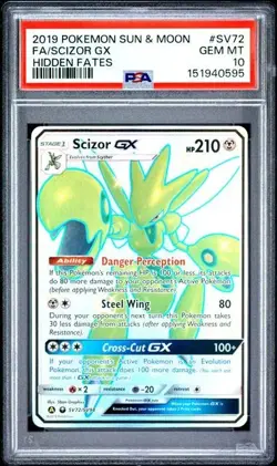 2019 Pokemon S&M Hidden Fates Shiny Scizor GX SV72/SV94 Graded PSA 10 - Image 1