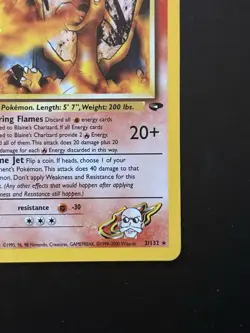Blaine's Charizard 1st Edition Holo 2/132 Gym Challenge Pokemon TCG 2000 - Image 5