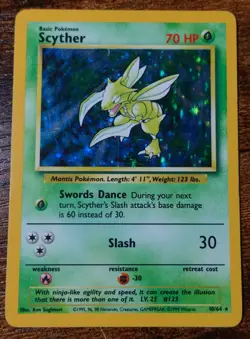Scyther 10/64 No Symbol Error Jungle Set Holographic Rare Pokemon Card LP-MP^ - Image 1