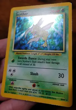Scyther 10/64 No Symbol Error Jungle Set Holographic Rare Pokemon Card LP-MP^ - Image 4