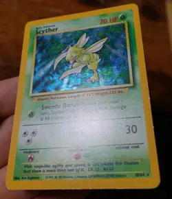Scyther 10/64 No Symbol Error Jungle Set Holographic Rare Pokemon Card LP-MP^ - Image 5