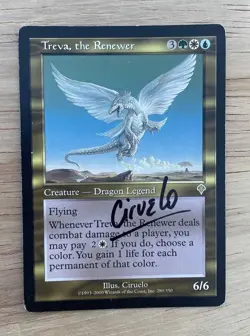 VINTAGE MTG Magic the Gathering Treva The Renewer Invasion Dragon Legend Signed - Image 1