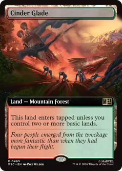 x1 Cinder Glade - Extended Art R MTG Commander: Marvel Super Heroes M/NM, Englis - Image 1