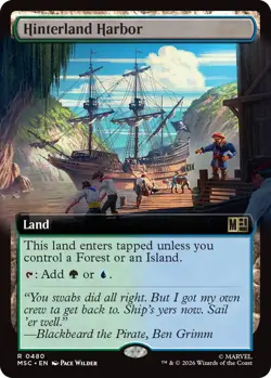x1 Hinterland Harbor - Extended Art R MTG Commander: Marvel Super Heroes M/NM, E - Image 1