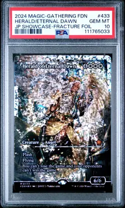 2024 MTG FOUNDATIONS JPN SC-FRACTURE FOIL #433 HERALD OF ETERNAL DAWN PSA 10 - Image 1