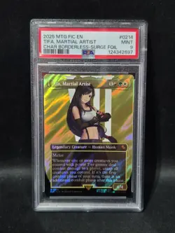 2025 MTG FINAL FANTASY Char Borderless Surge Foil 214 TIFA, MARTIAL ARTIST PSA 9 - Image 1