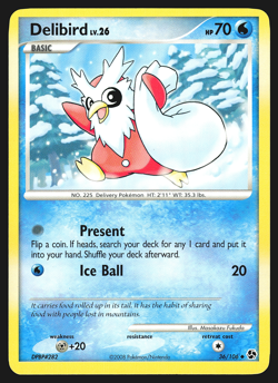 Delibird 36/106 Diamond & Pearl Great Encounters Pokemon Card LP - Image 1