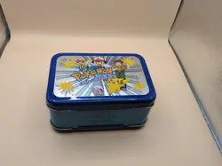 Vintage POKEMON Storage Box tin mini lunchbox 1998 Nintendo Accessory Network - Image 1