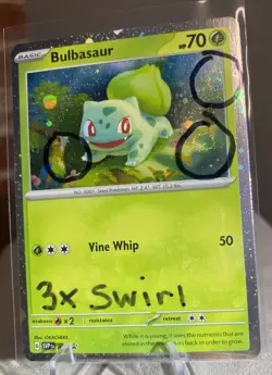 🌀 Pokemon Bulbasaur SVP 046 Holo Rare SVP Black Star Promo (TRIPLE SWIRL) NM - Image 1