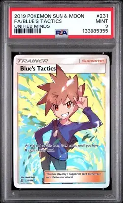 2019 Pokemon Unified Minds Blue’s Tactics 231 PSA MINT 9 231/236 2019 Full Art - Image 1
