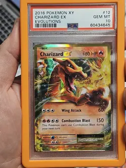 2016 POKEMON XY EVOLUTIONS #12 CHARIZARD EX PSA 10 Includes Graded Guard - Image 1
