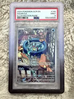 2024 Pokemon TCG Squirtle #148/142 Stellar Crown Illustration Rare PSA 9 - Image 1