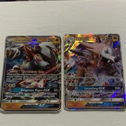 Pokemon TCG Lycanroc GX Sun & Moon 2-Card Lot Holo Promo 74/145 SM14 2017 - Image 1