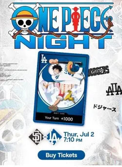 Presale 2026 Los Angeles Dodgers Monkey D Luffy One Piece Card / Straw Hat 7/2 - Image 2