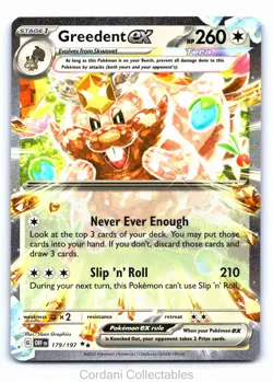 Greedent EX 179/197 - Obsidian Flames - Pokemon Card - Near Mint - Image 1
