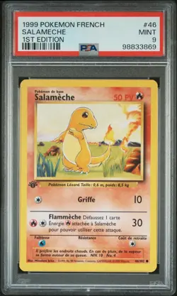 Carte Pokemon Salameche 46/102 Set de base Edition 1 PSA 9 - Image 2