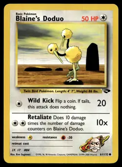 Blaine's Doduo 61/132 Common Gym Challenge Pokemon Unlimited Near Mint - Image 1