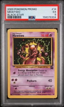 2000 POKEMON PROMO BLACK STAR #14 MEWTWO PSA 5 - Image 1