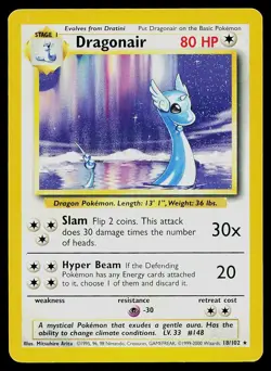 Pokemon Card Base Set Dragonair 18/102 Rare 1999-2000 4th Print UK Exclusive - Image 1