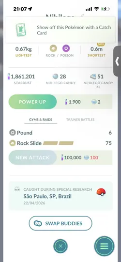 Pokemon Go Legendary / Ultrabeast Nihilego ( XXS) ( Normal ) - Image 2