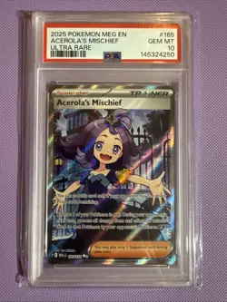 Acerola’s Mischief 165/132 Pokemon Mega Evolution Ultra Rare PSA 10 Gem Mint - Image 1