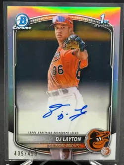 2025 Bowman - DJ Layton - Chrome On Card Auto - 1st Bowman - Refractor /499 - Image 1