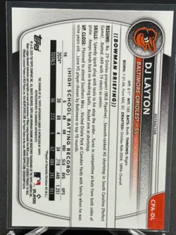 2025 Bowman - DJ Layton - Chrome On Card Auto - 1st Bowman - Refractor /499 - Image 2