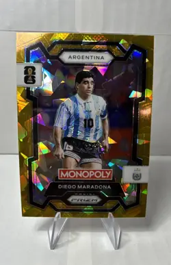 2026 Panini Prizm Monopoly Fifa World Cup - Diego Maradona #3 Gold Cracked Ice - Image 1
