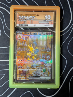 Alakazam EX 203/165 Ace 10 Pokemon Japanese 151 SV2a SAR w Slab Bumper Protector - Image 1