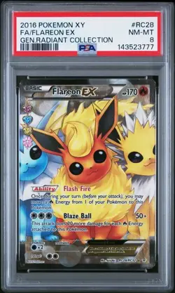 Pokemon PSA 8 2016 POKEMON XY GENERATIONS RADIANT COLLECTION #RC28 FA/FLAREON EX - Image 1