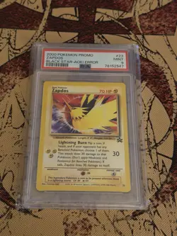 Zapdos Pokemon Card 23 Black Star Promo PSA 9 Mint, WOTC 2000, Aoki Error - Image 1