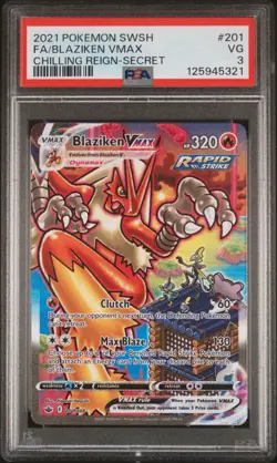2021 POKEMON SWORD & SHIELD CHILLING REIGN | SECRET-FULL ART BLAZIKEN VMAX 201 - Image 1
