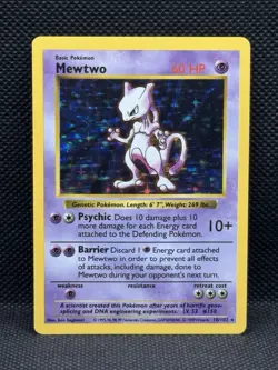 Pokemon TCG Shadowless Mewtwo 10/102 Holo Rare Base Set WOTC - Image 1