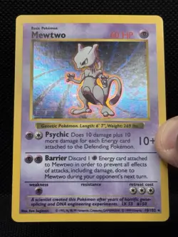 Pokemon TCG Shadowless Mewtwo 10/102 Holo Rare Base Set WOTC - Image 3