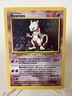 Mewtwo 10/102 Base Set Unlimited Holo Rare Holo Pokemon WOTC Vintage HP - Image 1