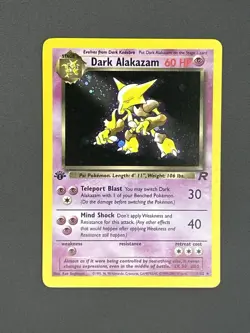 NM 1st Edition Dark Alakazam Holo Rocket 1/82 Pokemon Card Vintage - Image 3