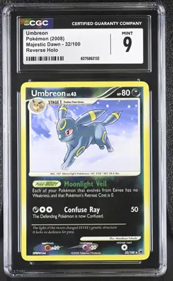 CGC 9 MINT Umbreon 2008 Majestic Dawn 32/100 Reverse Holo Pokemon Card - Image 1