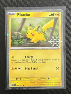 Pokemon TCG Pikachu 25/165 Snowflake Stamp Promo 2025 Holiday Advent Calendar - Image 1