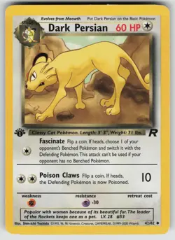 Dark Persian 42/82 Uncommon Team Rocket Pokemon 1st Edition Moderately Played - Image 1