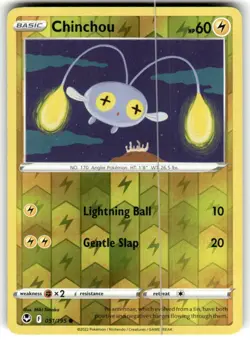 POKEMON TCG CHINCHOU 051/195 SILVER TEMPEST REVERSE HOLO ENGLISH NM - Image 1