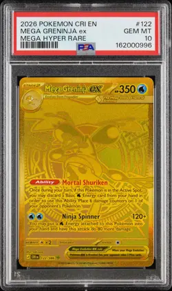 2026 POKEMON CRI EN-CHAOS RISING MEGA HYPER RARE #122 MEGA GRENINJA EX PSA 10 - Image 1