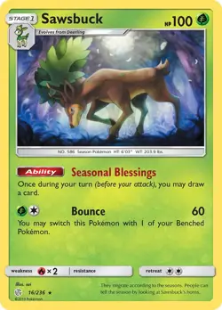 Reverse Holofoil - Sawsbuck - 16/236 / NM / English Pokemon TCG - Image 1
