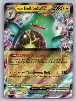 IONO'S BELLIBOLT EX 053/159 DOUBLE RARE JOURNEY TOGETHER POKEMON HOLO NEAR MINT - Image 1
