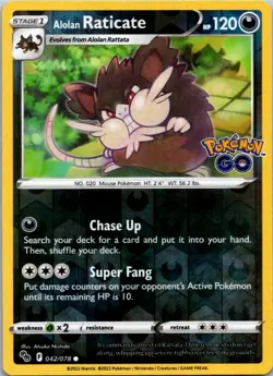 Alolan Raticate Common Pokemon GO 042/078 NM - Image 1