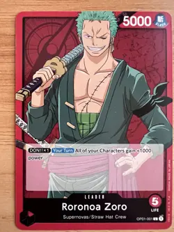 One Piece Roronoa Zoro - OP01-001 - L, Near Mint Romance Dawn - Image 1
