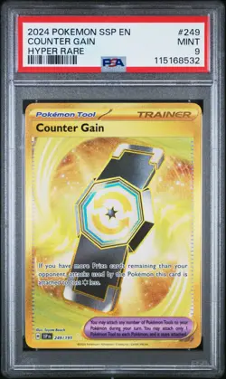 2024 POKEMON SSP EN-SURGING SPARKS HYPER RARE #249 COUNTER GAIN PSA 9 - Image 1